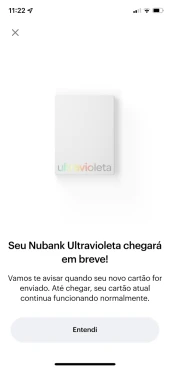 Referência histórica de feedback após solicitar um cartão Nubank